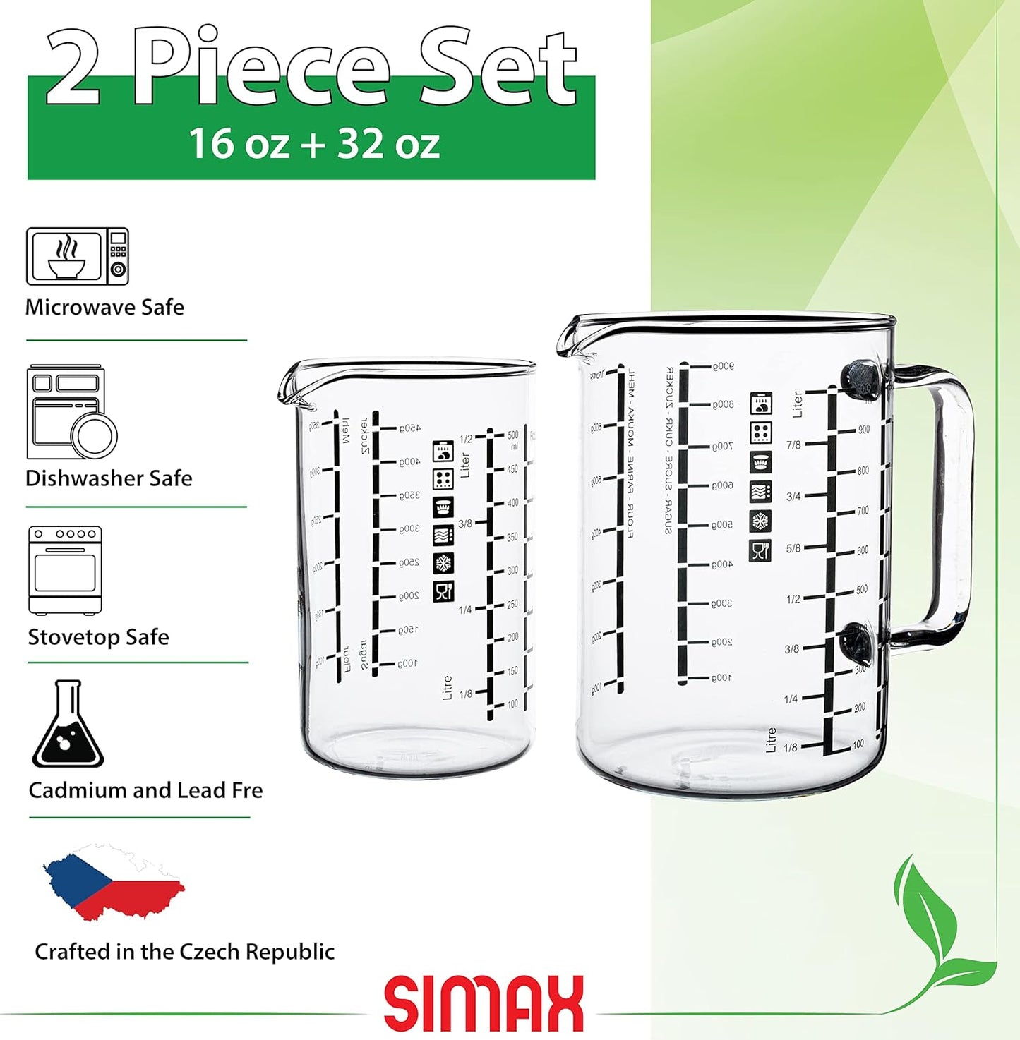 Glass Measuring Cup: 16 Oz Measuring Cups Glass - Liter, Oz and Ml Measuring Cup for Liquid - Borosilicate Glass Metric Measuring Cups in Gram - Measure Flour and Sugar Grams - Easy Pour Spout