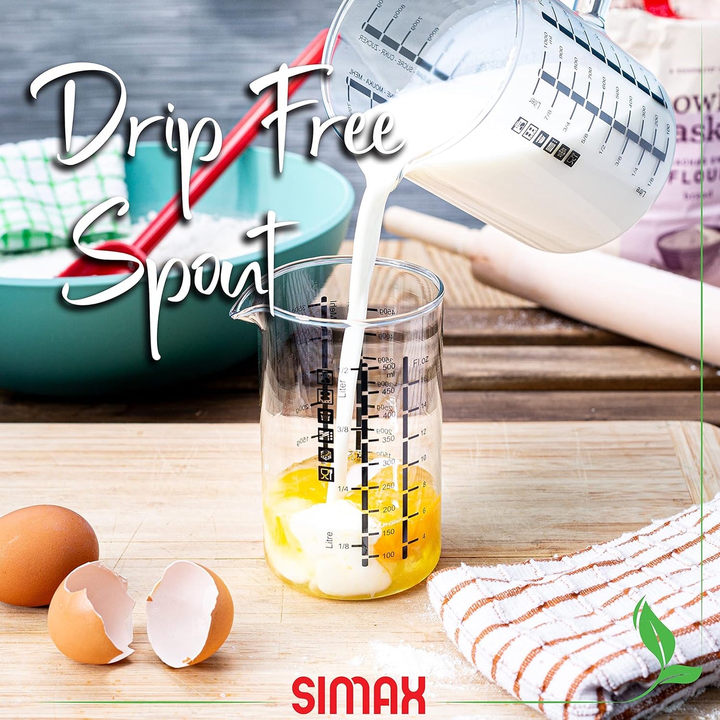 Glass Measuring Cup: 16 Oz Measuring Cups Glass - Liter, Oz and Ml Measuring Cup for Liquid - Borosilicate Glass Metric Measuring Cups in Gram - Measure Flour and Sugar Grams - Easy Pour Spout
