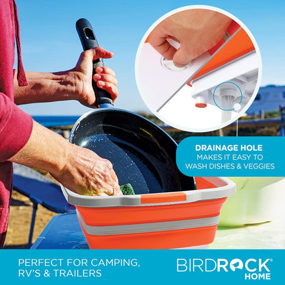 Collapsible Food Prep & Cutting Board and Grill Caddy Tub with Colander & Lid | Multifunctional Kitchen Vegetable Washing Basket | Silicone Dish Tub for BBQ, Picnic, Tailgate and Camping