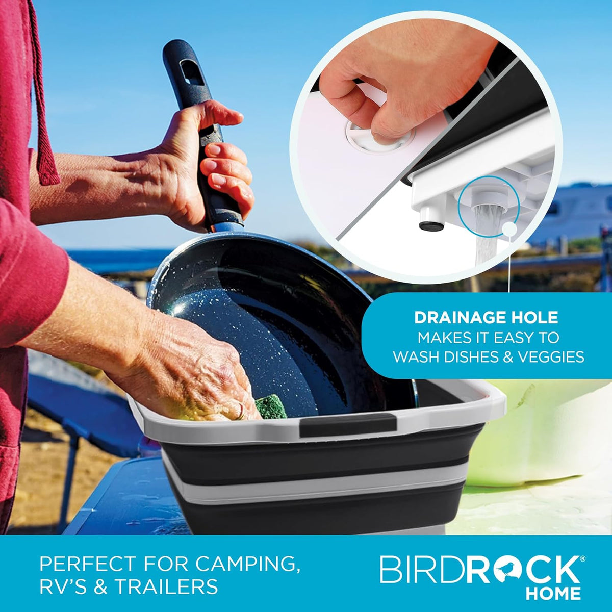 Collapsible Food Prep & Cutting Board and Grill Caddy Tub with Colander & Lid | Multifunctional Kitchen Vegetable Washing Basket | Silicone Dish Tub for BBQ, Picnic, Tailgate and Camping