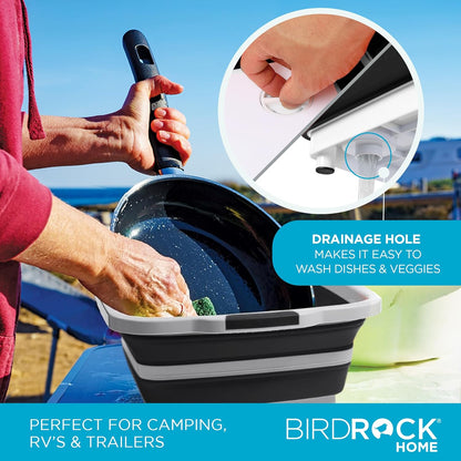 Collapsible Food Prep & Cutting Board and Grill Caddy Tub with Colander & Lid | Multifunctional Kitchen Vegetable Washing Basket | Silicone Dish Tub for BBQ, Picnic, Tailgate and Camping