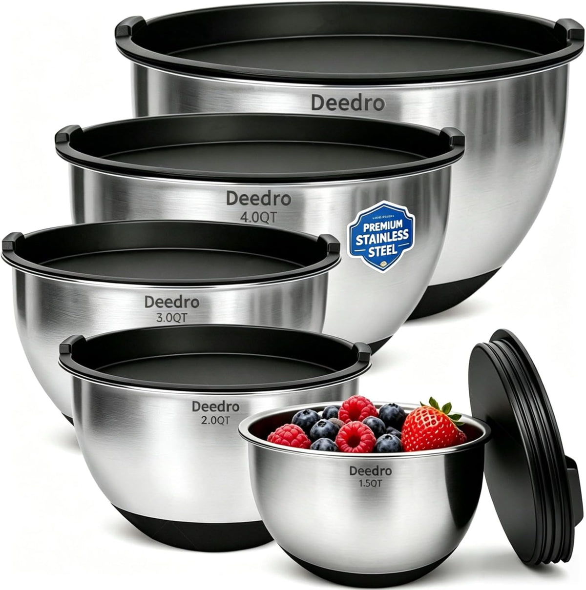 Mixing Bowls with Airtight Lids, Stainless Steel Mixing Bowls Set