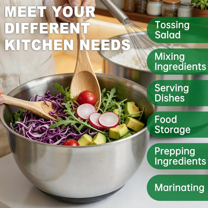 Mixing Bowls with Airtight Lids, Stainless Steel Mixing Bowls Set