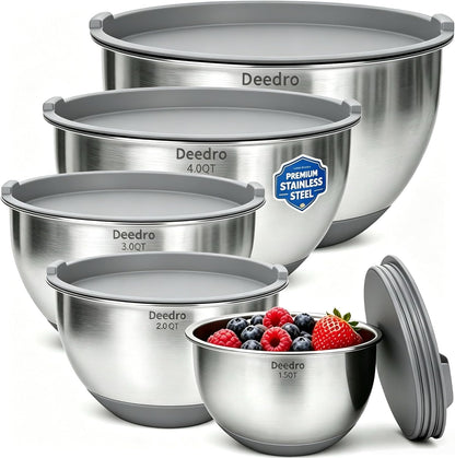 Mixing Bowls with Airtight Lids, Stainless Steel Mixing Bowls Set