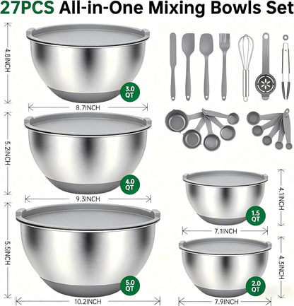 Mixing Bowls with Airtight Lids, Stainless Steel Mixing Bowls Set