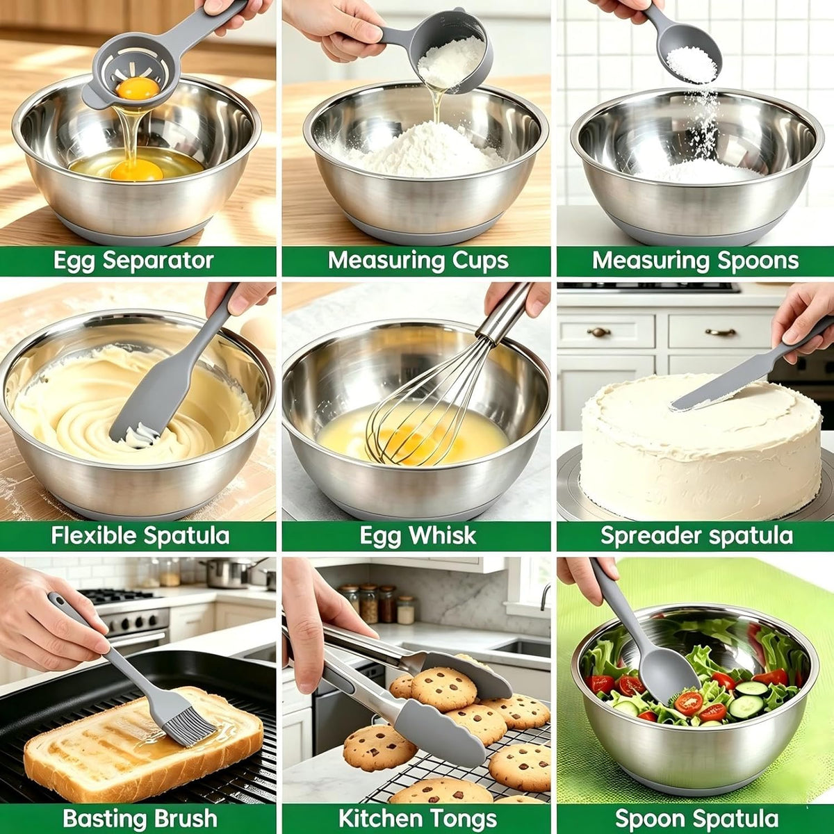 Mixing Bowls with Airtight Lids, Stainless Steel Mixing Bowls Set