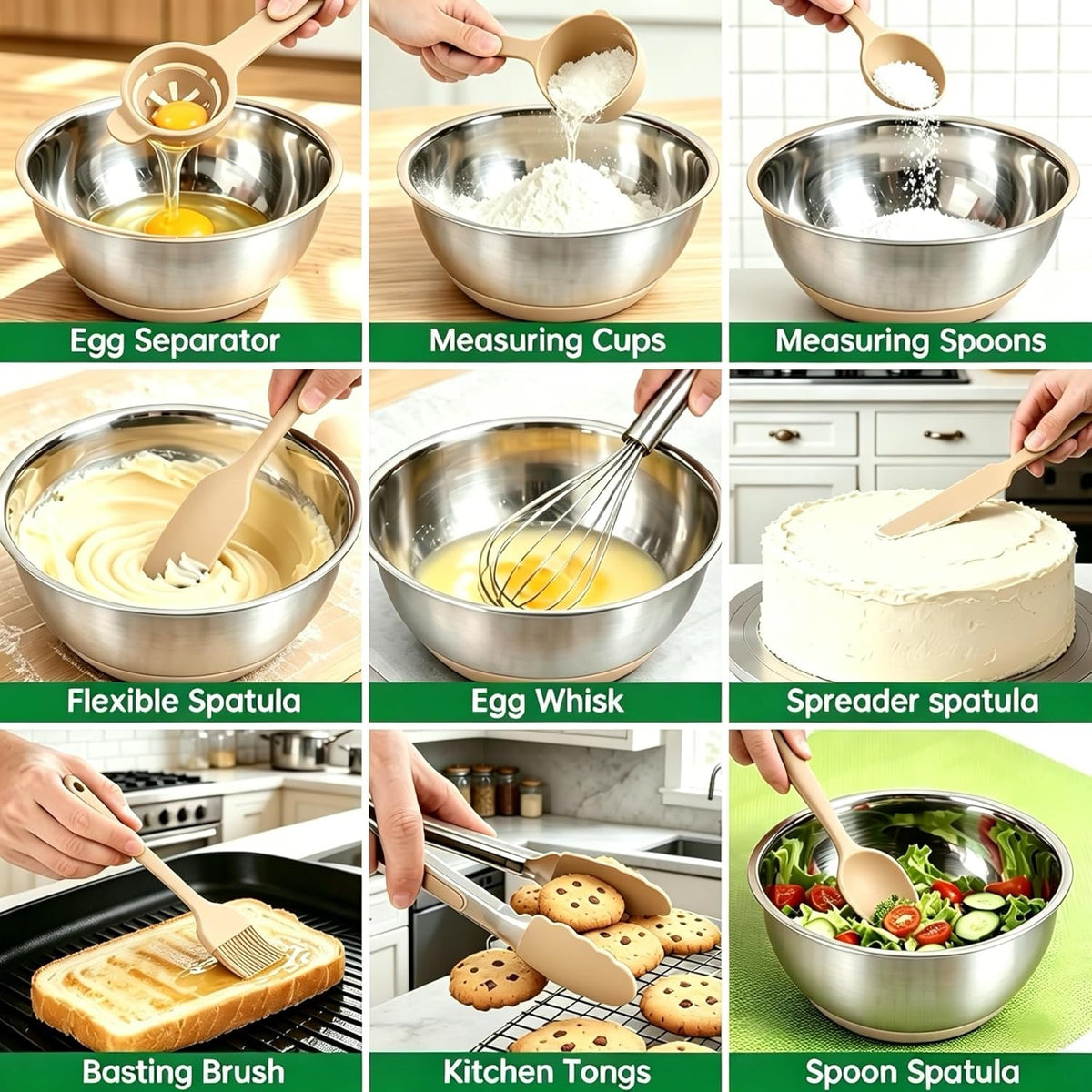 Mixing Bowls with Airtight Lids, Stainless Steel Mixing Bowls Set