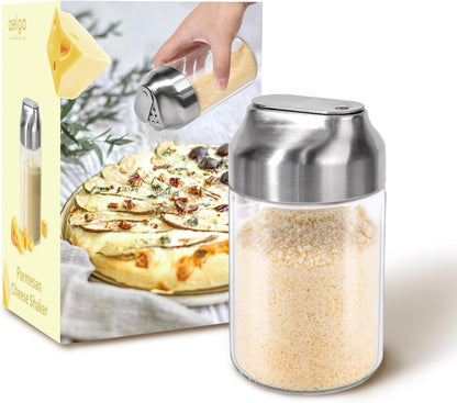 Glass Parmesan Cheese Shaker with Adjustable Pour Holes