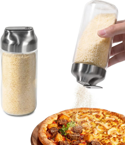 Glass Parmesan Cheese Shaker with Adjustable Pour Holes