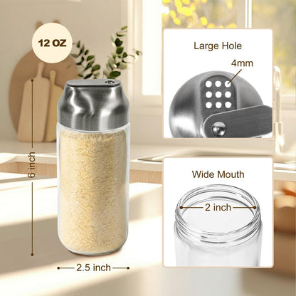 Glass Parmesan Cheese Shaker with Adjustable Pour Holes