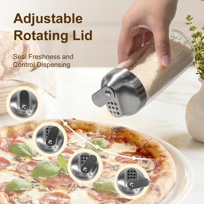 Glass Parmesan Cheese Shaker with Adjustable Pour Holes