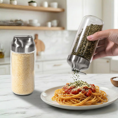Glass Parmesan Cheese Shaker with Adjustable Pour Holes