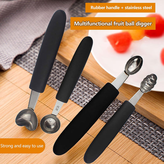 7Pcs Fruit Melon Baller, Stainless Steel Ice Cream Ball Scoop Smooth Round Watermelon Cantaloupe Scooper for Sorbet Meatball