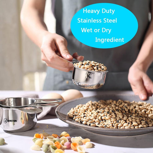 20 PCS Measuring Cups & Spoons Set, for Cooking & Baking Gadgets | 18/10 Stainless Steel, Metal Material | Nesting, Stackable Design | Dry & Liquid | Plastic | Leveler, Conversion Chart