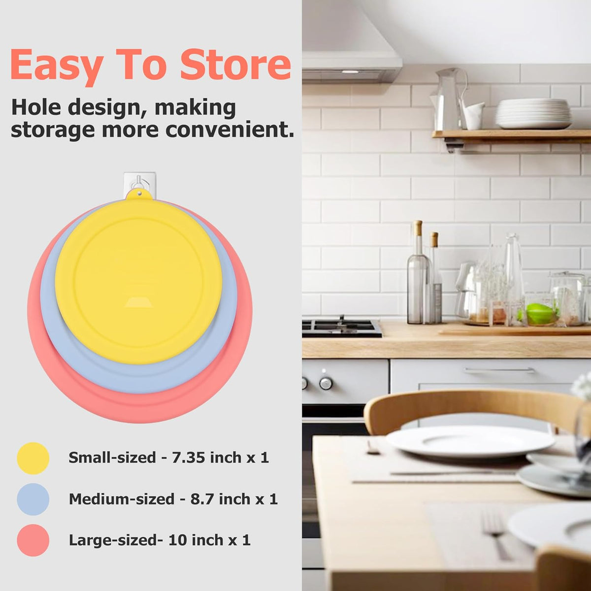 Silicone Replacement Lids Only Fit for Pyrex 322 1 Quart | 323 1.5 Quart | 325 2.5 Quart Prepware Glass Mixing Bowls, Food Grade Silicone Cover, Dishwasher & Microwave Safe (Bowl not included)