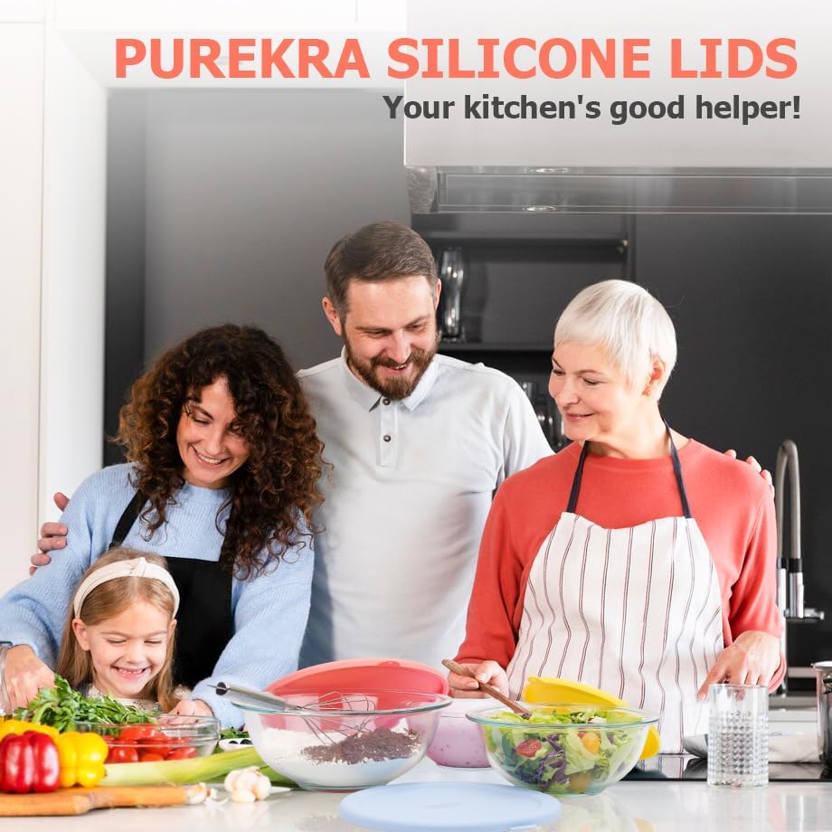 Silicone Replacement Lids Only Fit for Pyrex 322 1 Quart | 323 1.5 Quart | 325 2.5 Quart Prepware Glass Mixing Bowls, Food Grade Silicone Cover, Dishwasher & Microwave Safe (Bowl not included)