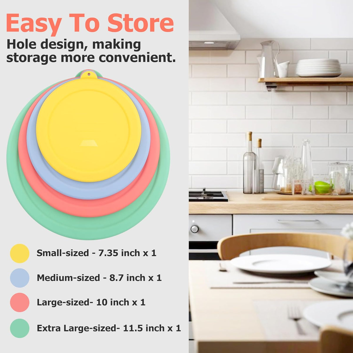 Silicone Replacement Lids Only Fit for Pyrex 322 1 Quart | 323 1.5 Quart | 325 2.5 Quart Prepware Glass Mixing Bowls, Food Grade Silicone Cover, Dishwasher & Microwave Safe (Bowl not included)