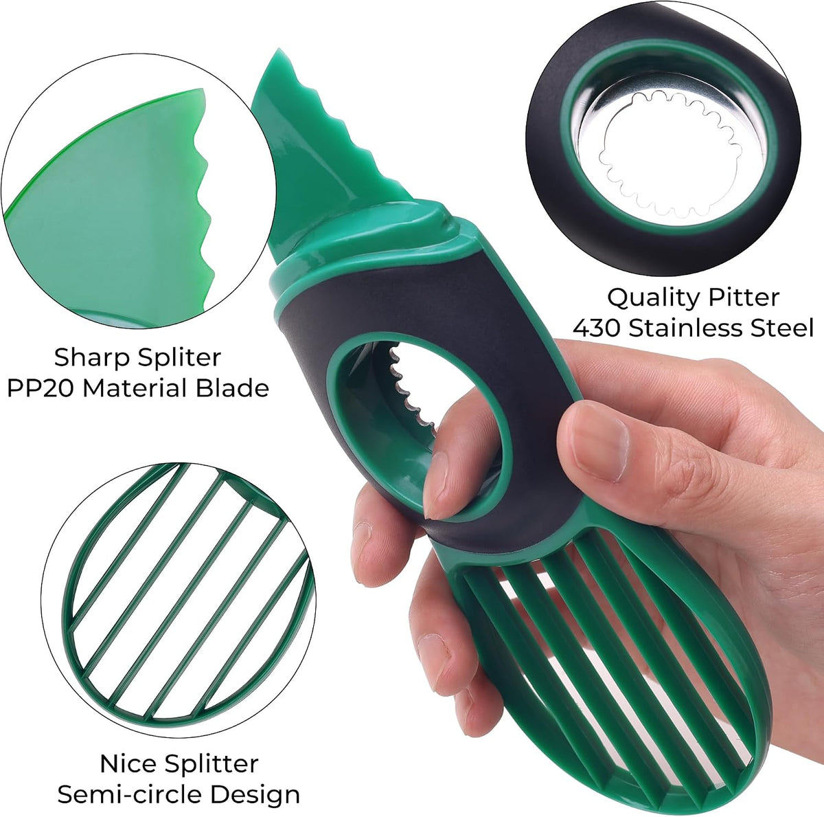 Avocado Slicer Tool Kitchen Avocado Knife Set, Good Grips 3-in-1 Avocado Tool with Avocado cutter slicer, Avocado Pit Remover, Avocado Peeler with Cover, Green