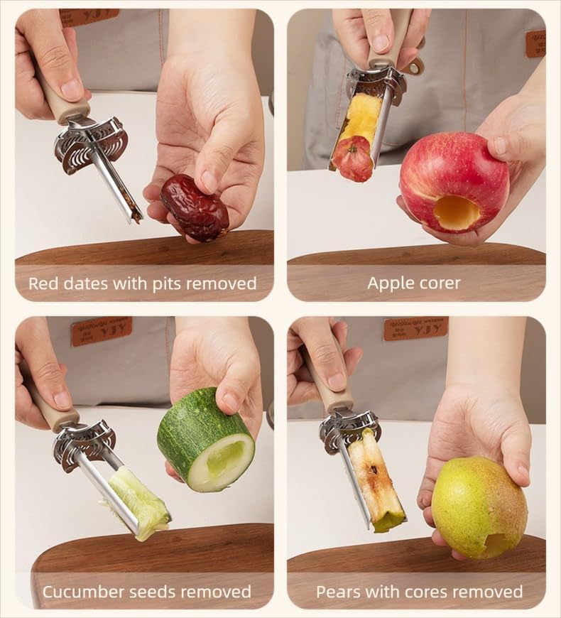 Apple Corer with 6 Adjustable Sizes, Stainless Steel Apple Core Remover