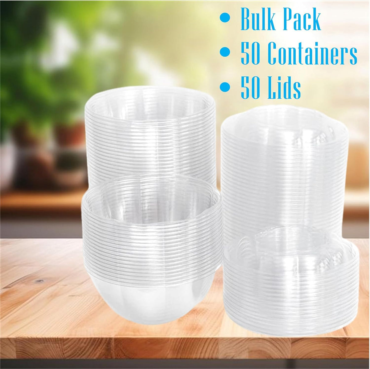 Clear 18 Ounce Plastic Salad Bowls with Snap-On Lids. Pack 50. Airtight Disposable Salad Containers for Lunch, Meal Prep, Parties. Ideal as Disposable Salad Bowls with Lids