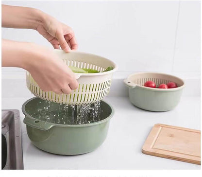2 in 1 Small Colander Bowl Set, Detachable Strainer and Serving Bowl Kitchen Fruit Vegetable Washing Drainer for Home Meal Prep and Salad Making (7.09x2.56inch)
