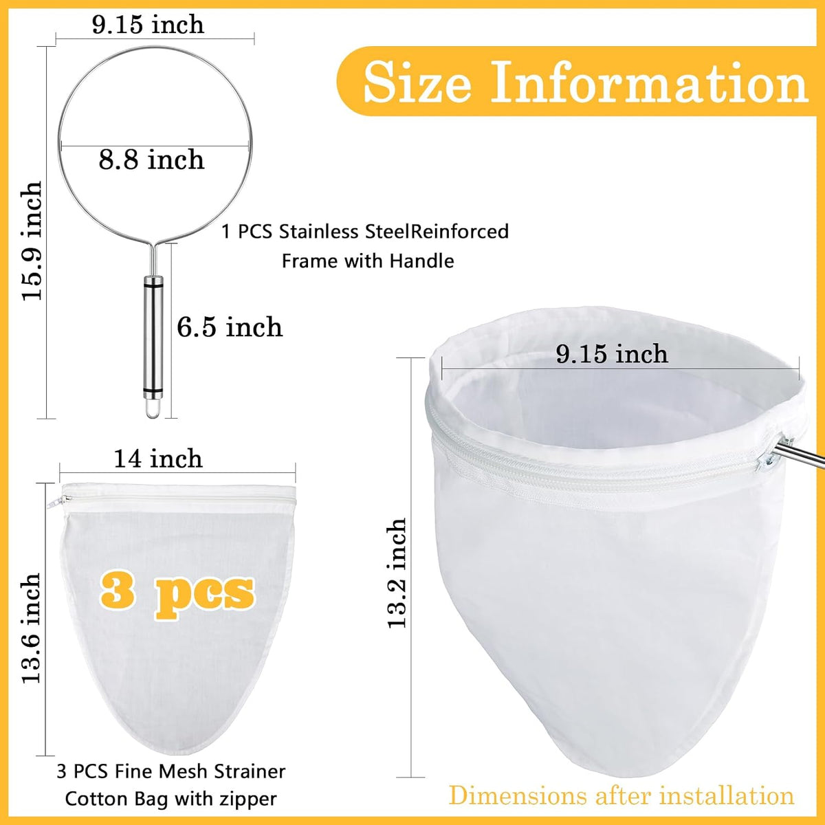 WMKGG Ultra Fine Mesh Strainer Bags,Cheese Cloth Bag for Straining