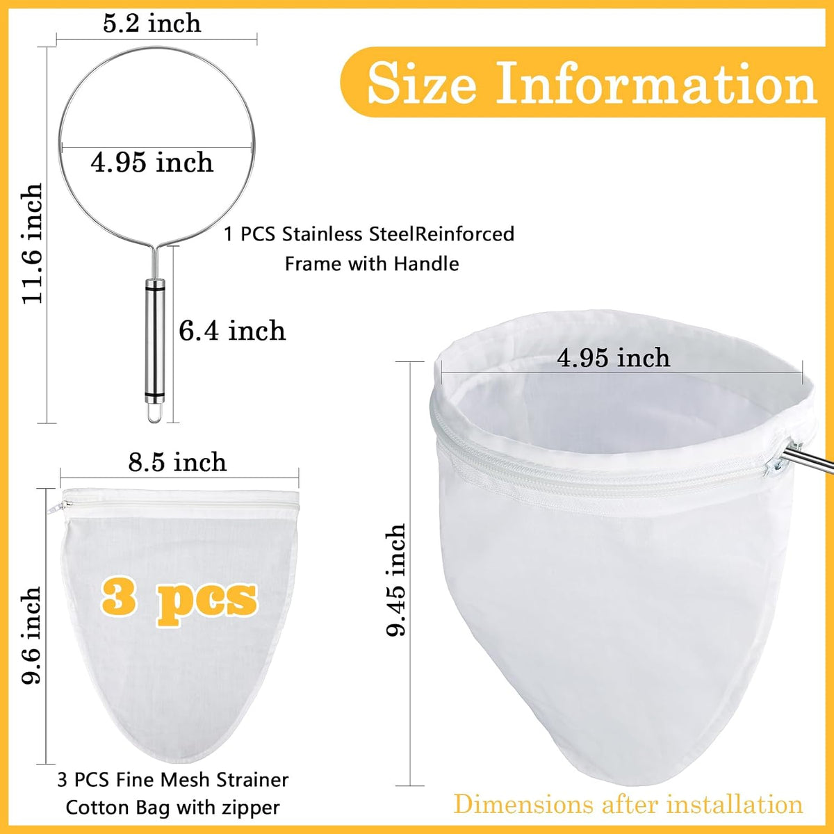 WMKGG Ultra Fine Mesh Strainer Bags,Cheese Cloth Bag for Straining