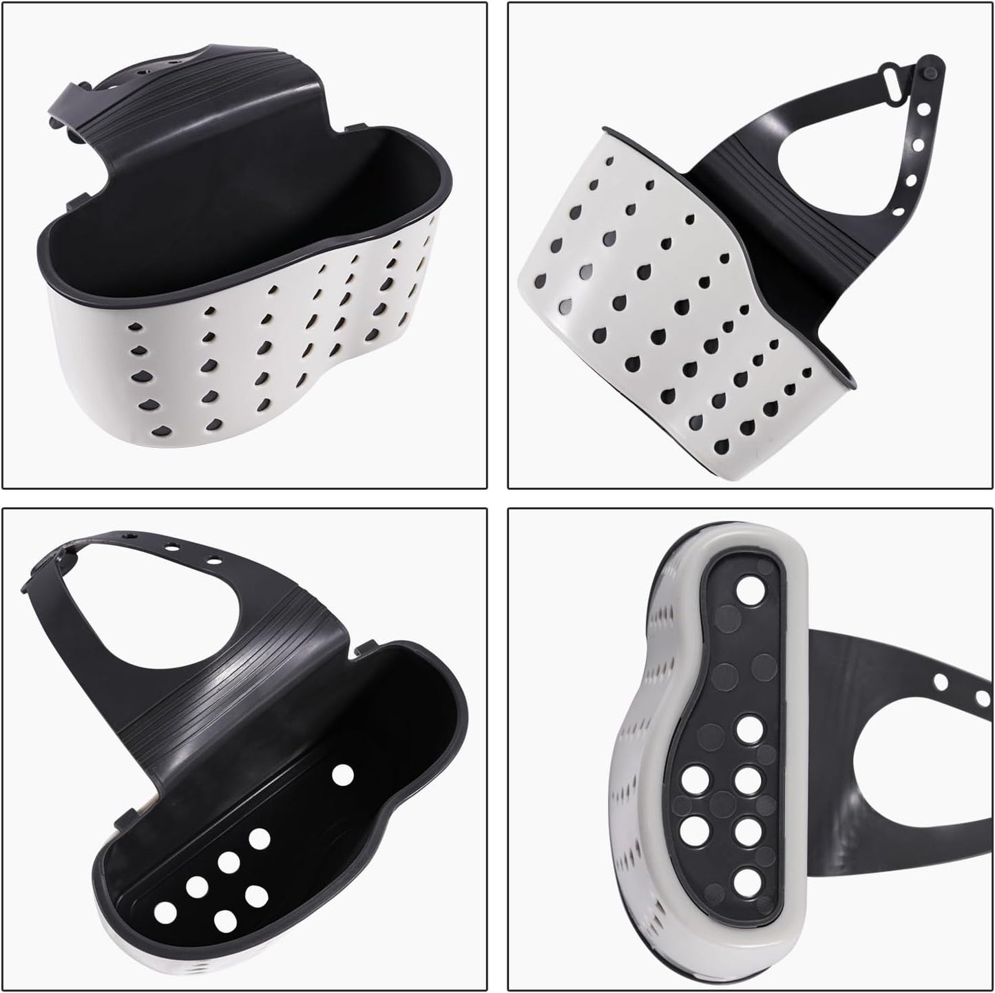 Kitchen Sink Caddy Sponge Holder for Kitchen Sink Accessories Organizer Dish Sponge Holder Ajustable Strap Faucet with Drain Holes for Drying (2 pcs Beige)