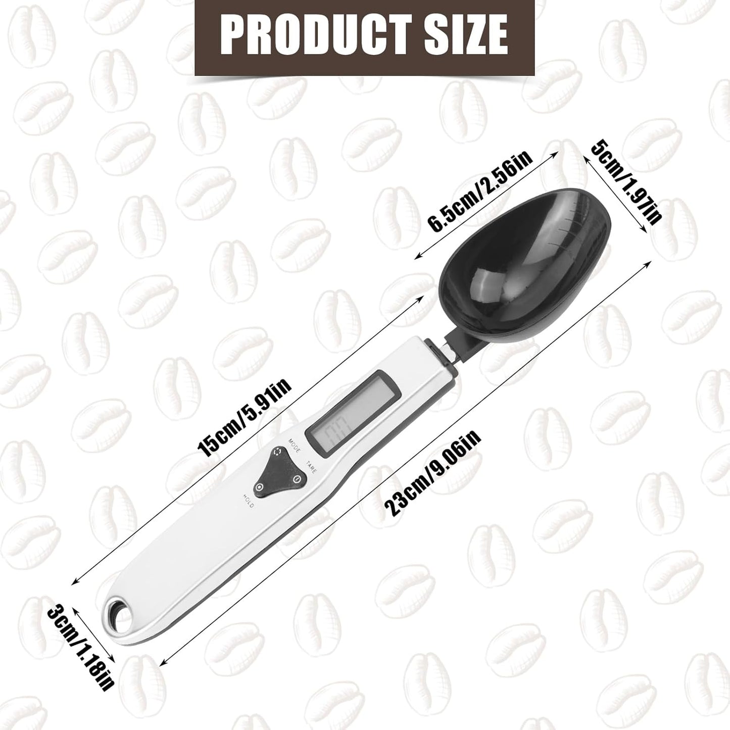 Digital Measuring Spoon Scale, 0.1-500g Electronic Kitchen Food Weighing Spoon Scale Detachable High Precision Gram Measuring Spoons with LCD Display Weighable Units g/oz/gn/ct
