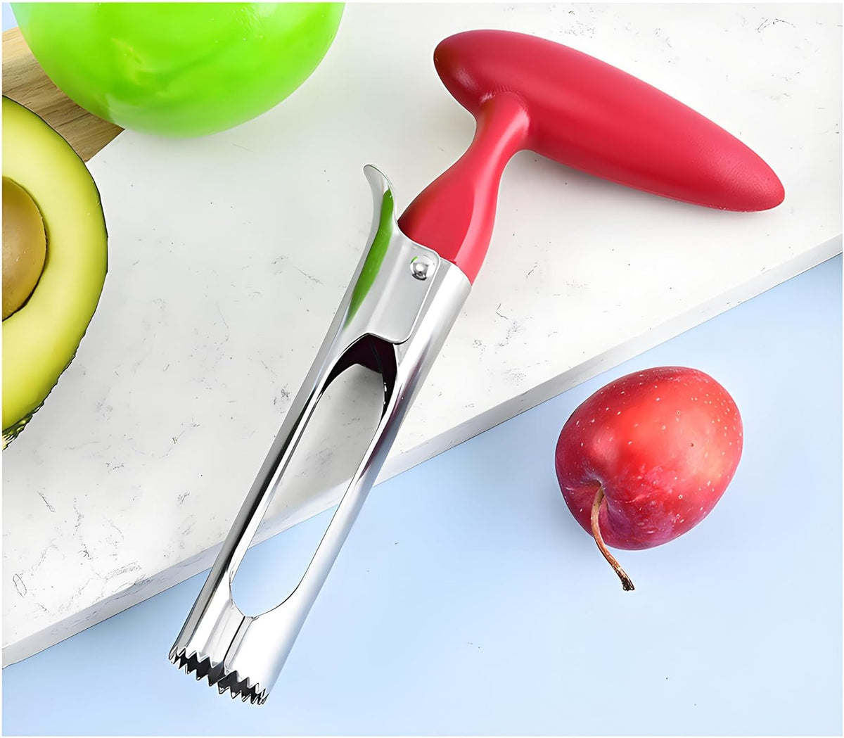 Fruit and Vegetable Corer Pepper Seed Apple Remover Bell Pepper Tomato Corer Tool Stainless Steel Kitchen Gadget onion slicer holder (Pepper Apple Corer Slicing)