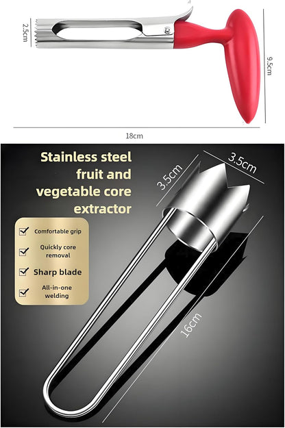 Fruit and Vegetable Corer Pepper Seed Apple Remover Bell Pepper Tomato Corer Tool Stainless Steel Kitchen Gadget onion slicer holder (Pepper Apple Corer Slicing)