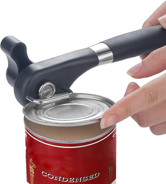 Safe Cut Can Opener for Kitchen & Restaurant - handheld, Manual, Ergonomic Smooth Edge, Food Grade Stainless Steel Cutting