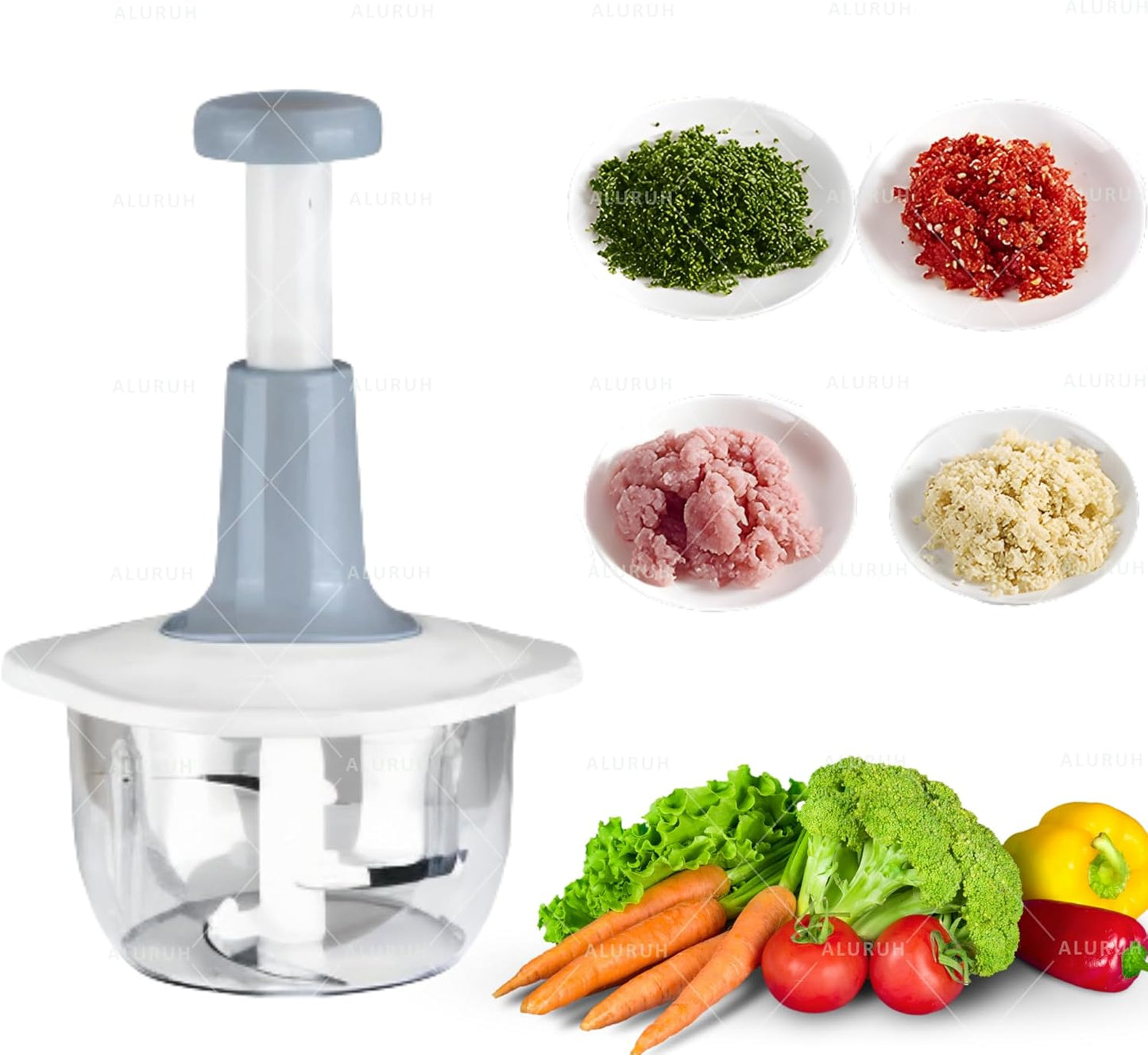 Manual Food Chopper with Hand Pull Rope Design, Stainless Steel Blade (GREEN)