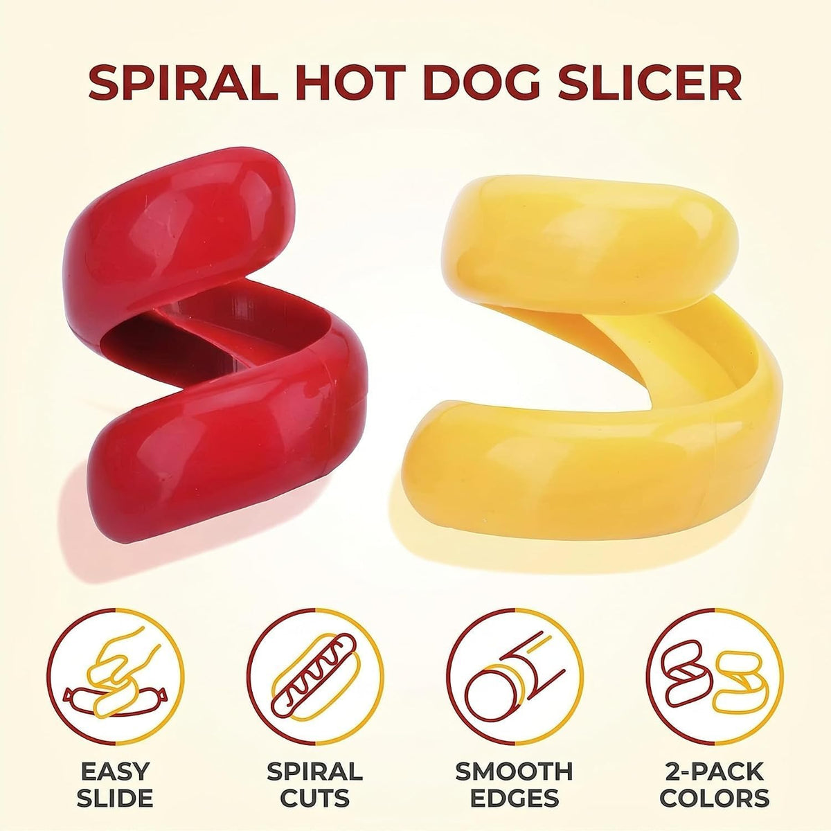 2 Pcs Spiral Hot Dog Slicers, Manual Fancy Sausage Cutter Spiral Barbecue Hot Dogs Cutter Slicer Kitchen Cutting Auxiliary Gadget Fruit Vegetable Tools Design Kitchen Utensils and Gadgets
