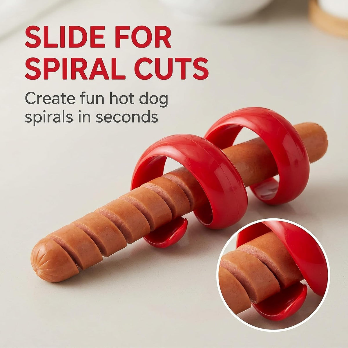 2 Pcs Spiral Hot Dog Slicers, Manual Fancy Sausage Cutter Spiral Barbecue Hot Dogs Cutter Slicer Kitchen Cutting Auxiliary Gadget Fruit Vegetable Tools Design Kitchen Utensils and Gadgets