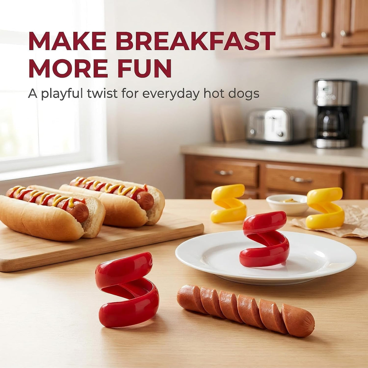 2 Pcs Spiral Hot Dog Slicers, Manual Fancy Sausage Cutter Spiral Barbecue Hot Dogs Cutter Slicer Kitchen Cutting Auxiliary Gadget Fruit Vegetable Tools Design Kitchen Utensils and Gadgets