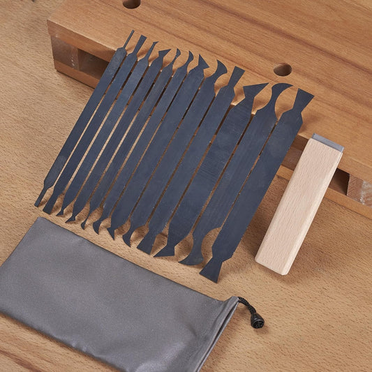 New Cabinet Scraper Cards and Cabinet Scraper Burnisher with 12 Piece Multi-Shaped Scraper Set Suitable for Various Small space and Small-Sized Tasks(HTCSCS13)