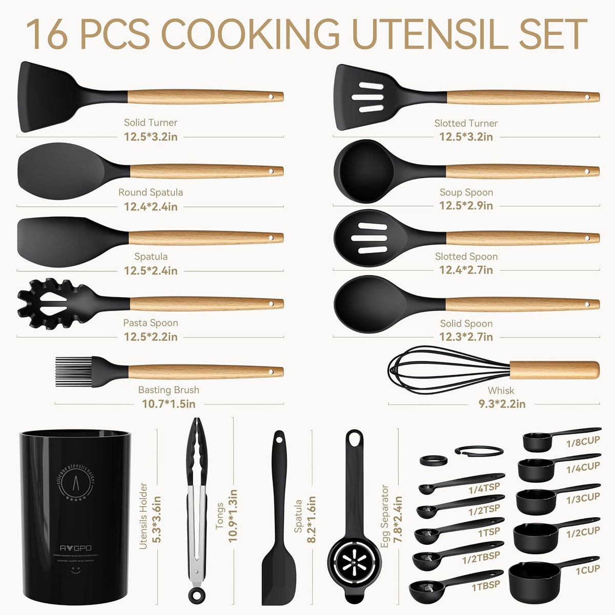 Silicone Kitchen Utensils Set, Food-grade Cooking Utensils, BPA-Free