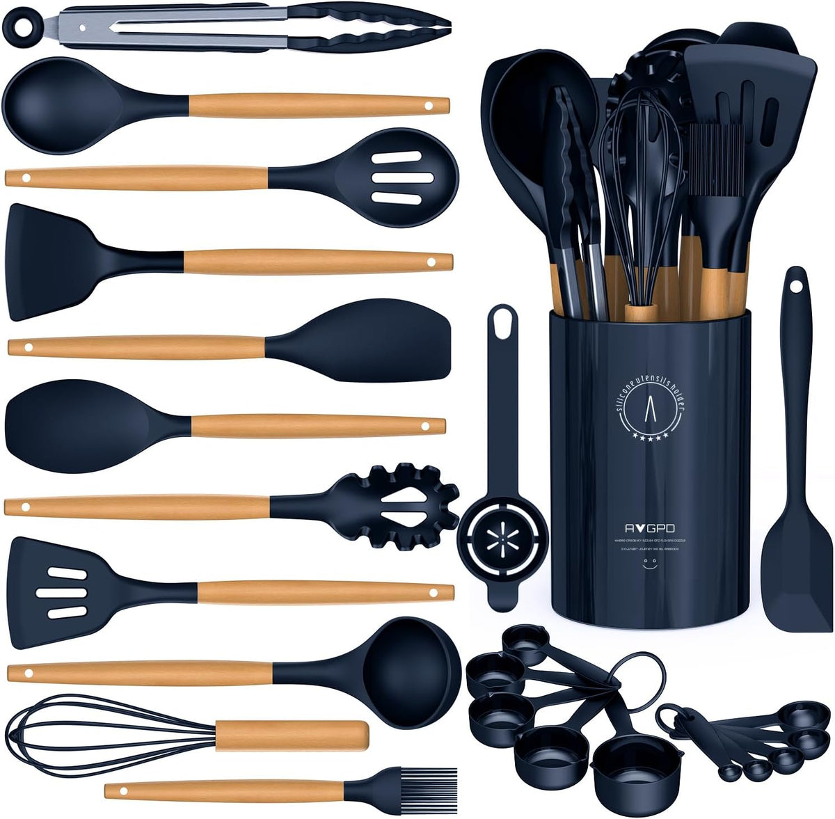 Silicone Kitchen Utensils Set, Food-grade Cooking Utensils, BPA-Free