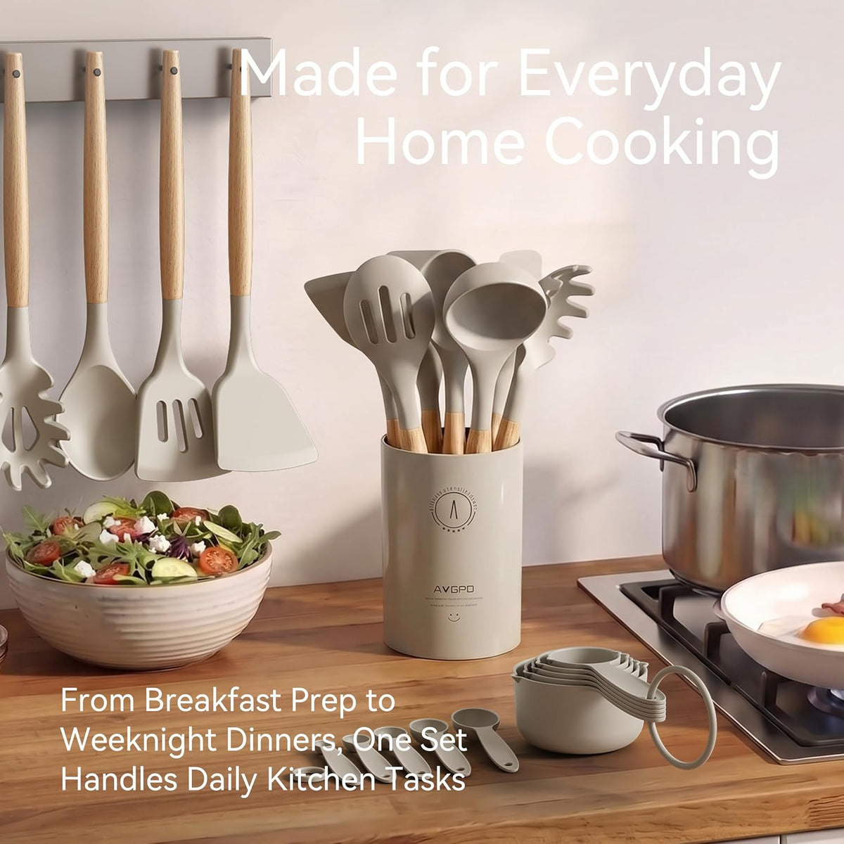 Silicone Kitchen Utensils Set, Food-grade Cooking Utensils, BPA-Free