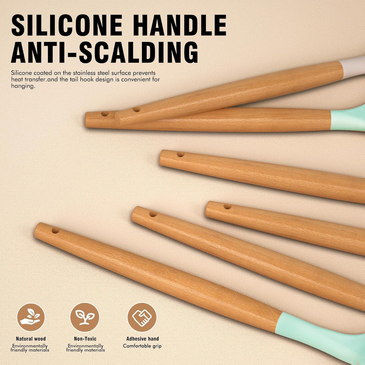 Silicone Kitchen Utensils Set, Food-grade Cooking Utensils, BPA-Free