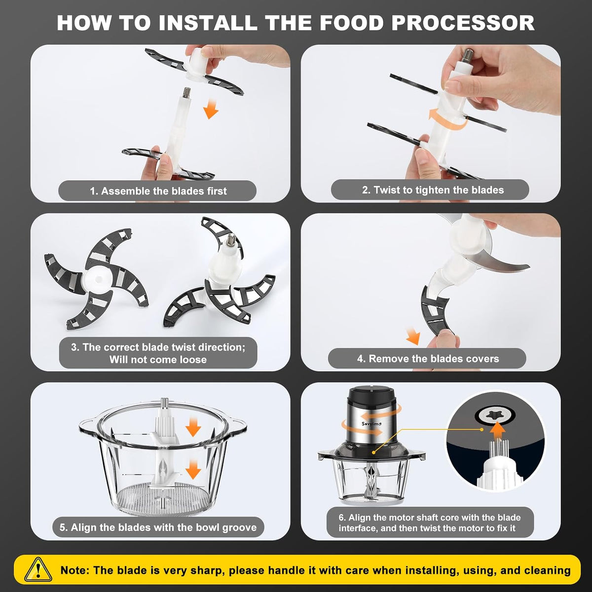 Food Processor, 2‑Speed Electric Food Chopper & Small Meat Grinder