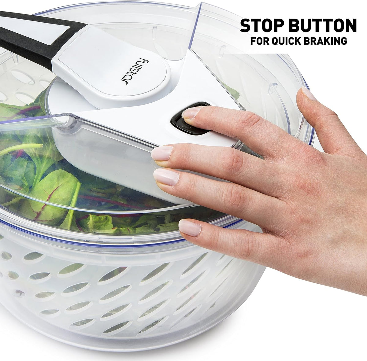 Large Salad Spinner Lettuce Dryer - Easy Spin Salad Spinner Large Vegetable Washer - Manual Salad spinner - Vegetable Dryer - Veggie Spinner Dry Salad Spinner