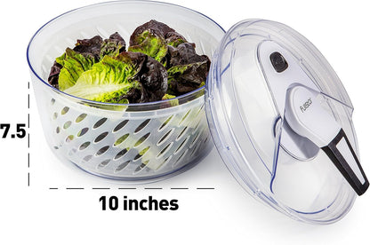 Large Salad Spinner Lettuce Dryer - Easy Spin Salad Spinner Large Vegetable Washer - Manual Salad spinner - Vegetable Dryer - Veggie Spinner Dry Salad Spinner