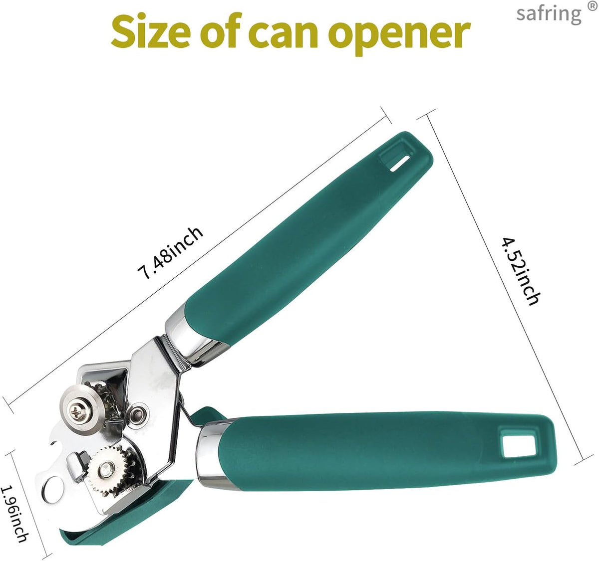 Can Opener Manual, Handheld Strong Heavy Duty Stainless Steel Can Opener, Comfortable Handle, Sharp Blade Smooth Edge, Can Openers with Multifunctional Bottle Opener