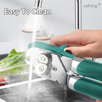 Can Opener Manual, Handheld Strong Heavy Duty Stainless Steel Can Opener, Comfortable Handle, Sharp Blade Smooth Edge, Can Openers with Multifunctional Bottle Opener