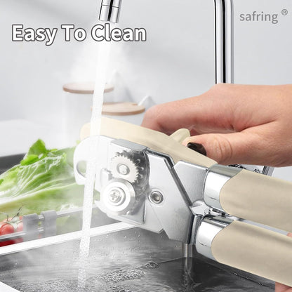 Can Opener Manual, Handheld Strong Heavy Duty Stainless Steel Can Opener, Comfortable Handle, Sharp Blade Smooth Edge, Can Openers with Multifunctional Bottle Opener