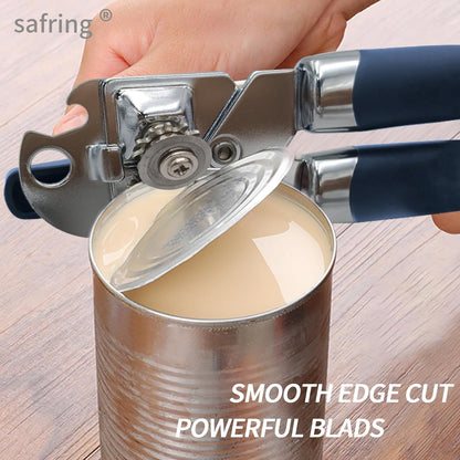 Can Opener Manual, Handheld Strong Heavy Duty Stainless Steel Can Opener, Comfortable Handle, Sharp Blade Smooth Edge, Can Openers with Multifunctional Bottle Opener