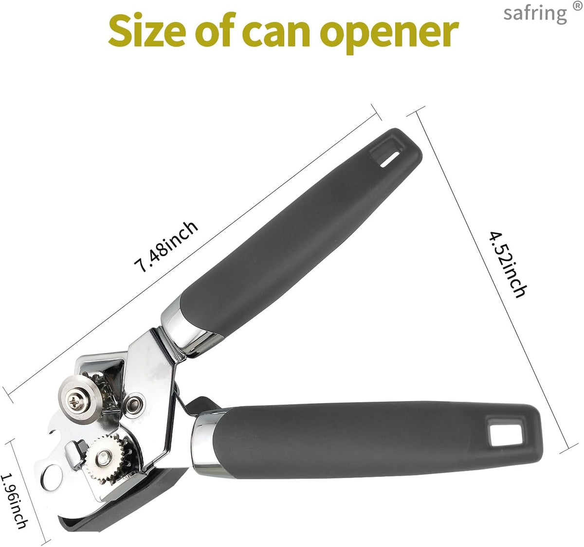 Can Opener Manual, Handheld Strong Heavy Duty Stainless Steel Can Opener, Comfortable Handle, Sharp Blade Smooth Edge, Can Openers with Multifunctional Bottle Opener