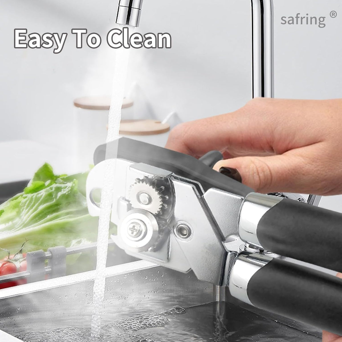 Can Opener Manual, Handheld Strong Heavy Duty Stainless Steel Can Opener, Comfortable Handle, Sharp Blade Smooth Edge, Can Openers with Multifunctional Bottle Opener